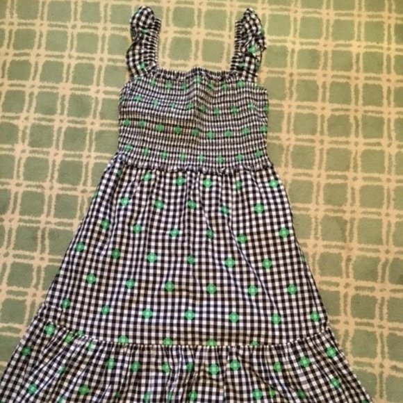 kate spade Gingham Midi Dress in Black and Green - Picture 1 of 3